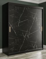Armoire au design moderne Etna 37, Couleur : Noir mat / Marbre noir - Dimensions : 200 x 180 x 62 cm (h x l x p), avec 10 compartiments
