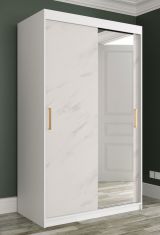Armoire à cinq casiers Etna 80, Couleur : Blanc mat / Marbre blanc - Dimensions : 200 x 120 x 62 cm (h x l x p), avec grand espace de rangement
