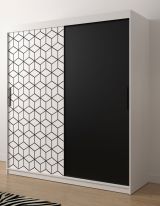 Armoire simple avec motif moderne Dom 22, Couleur : Blanc mat / Noir mat - Dimensions : 200 x 180 x 62 cm (h x l x p), avec 10 compartiments et deux tringles à vêtements