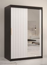 Armoire au design sobre Balmenhorn 79, Couleur : Noir mat / Blanc mat - Dimensions : 200 x 120 x 62 cm (h x l x p), avec une porte à miroir
