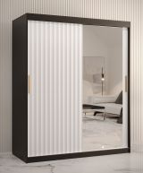 Armoire élégante à cinq casiers Balmenhorn 83, Couleur : Noir mat / Blanc mat - Dimensions : 200 x 150 x 62 cm (h x l x p), avec une porte à miroir