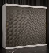 Armoire avec grand espace de rangement Balmenhorn 18, Couleur : Blanc mat / Noir mat - Dimensions : 200 x 200 x 62 cm (h x l x p), avec 10 compartiments et deux tringles à vêtements