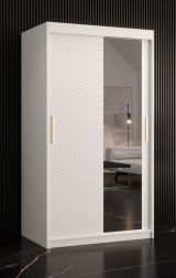 Armoire de style simple Balmenhorn 25, Couleur : Blanc mat - Dimensions : 200 x 100 x 62 cm (h x l x p), avec une porte à miroir