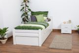Lit simple / Lit fonctionnel "Easy Premium Line" K1/h Voll incl. 2ème couchette et 2 panneaux de recouvrement, 90 x 200 cm hêtre massif laqué blanc