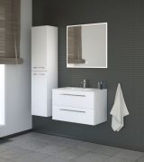 Mobilier de salle de bains - Set AC Rajkot, 3 pièces y compris lavabo / vasque, couleur : blanc brillant