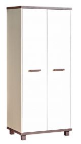 Chambre d'adolescents - Armoire à portes battantes / armoire Hermann 02, couleur : blanc blanchi / marron, partiellement massif - 181 x 80 x 51 cm (h x l x p)