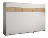 Lit armoire Namsan 03 horizontal, Couleur : Blanc mat / Chêne Artisan - Couchage : 140 x 200 cm (l x L)