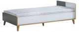 Lit simple / lit d'appoint Caranx 10, couleur : blanc / chêne / anthracite, partiellement massif - 90 x 195 cm (L x l)