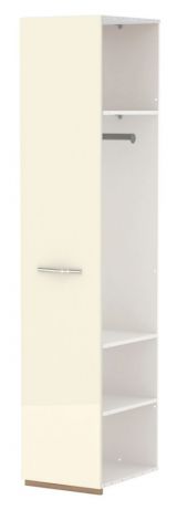 Module d'extension pour armoire à portes battantes / armoire Gataivai, Couleur : Beige brillant / Noyer - 224 x 45 x 56 cm (H x L x P)