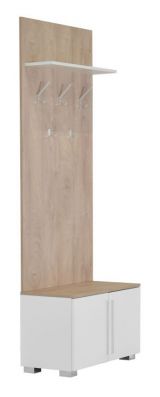 Porte-manteau Burgos 03, Couleur : Chêne / Blanc - 215 x 80 x 38 cm (h x l x p)