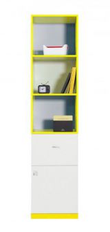 Chambre d'adolescents - Armoire "Geel" 26, blanc / jaune - Dimensions : 195 x 45 x 40 cm (H x L x P)