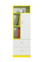 Chambre d'adolescents - Armoire "Geel" 28, blanc / jaune - Dimensions : 135 x 45 x 40 cm (H x L x P)