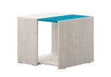 Chambre d'enfant - Table Peter 07, couleur : blanc pin / turquoise - Dimensions : 47 x 57 x 56 cm (H x L x P)