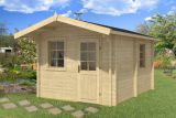 Abri de sauna Reifhorn avec plancher - Maison en madriers de 70 mm, Surface au sol : 10,7 m², Toit en bâtière