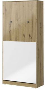 Lit escamotable Sirte 15 vertical, Couleur : Chêne / Blanc / Gris brillant - Couchage : 90 x 200 cm (l x L)