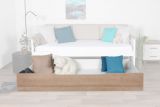Tiroir pour lit d'enfant / lit de jeune Hermann 01, couleur : blanc blanchi / couleurs de noix, solide - 29 x 90 x 192 cm (H x L x L)