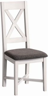 Chaise avec revêtement en tissu "Kilkis" pin blanc 42, massif - Dimensions : 44 x 105 x 39 cm (L x H x P)