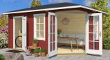 Abri de jardin G248 Rouge suédois avec plancher - 40 mm Maison en madriers, Surface au sol : 13,50 m², Toit en pignon
