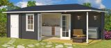 Abri de jardin G250 Gris carbone avec plancher - 40 mm Maison en madriers, Surface au sol : 21 m², Toit en pignon