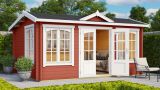 Abri de jardin G221 Rouge suédois avec plancher - 44 mm Maison en madriers, surface au sol : 12 m², Toit à deux versants
