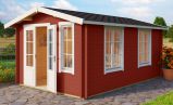 Abri de jardin G257 Rouge suédois avec plancher - 44 mm Maison en madriers, surface au sol : 14,40 m², Toit à deux versants
