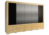 Armoire à portes battantes / Armoire "Lipik" 45, couleur : chêne / noir, partiellement massif - Dimensions : 224 x 303 x 61 cm (H x L x P)