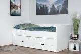 Lit simple / lit fonctionnel Metsovo avec 2ème couchette, Couleur : Blanc - Surface de couchage : 90 x 200 cm (l x L)