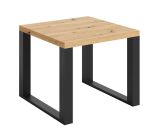 Petite table basse carrée avec pieds noirs "Prizren" 01, Chêne artisan / Noir mat, 60 x 60 x 50 cm, finition particulièrement soignée