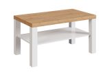 Table basse lumineuse de style "Temerin" 31a, Chêne doré Craft / Blanc mat, 115 x 65 x 51 cm, table basse rectangulaire robuste avec compartiment de rangement pratique