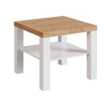Table basse carrée avec compartiment de rangement pratique "Temerin" 30a, Chêne doré Craft / Blanc mat, 60 x 60 x 51 cm, table de télévision, petite table basse