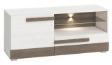 Meuble bas de télévision Knoxville 10, couleur : pin blanc / gris - Dimensions : 55 x 127 x 42 cm (H x L x P), avec 1 porte, 1 tiroir et 4 compartiments