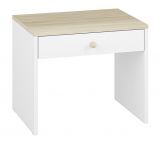 Chambre d'enfant - Table de chevet Egvad 15, couleur : blanc / hêtre - Dimensions : 58 x 69 x 51 cm (H x L x P), avec 1 tiroir