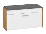 Banc avec espace de rangement / armoire à chaussures Vamdrup 03, couleur : chêne / blanc - Dimensions : 51 x 90 x 35 cm (h x l x p)