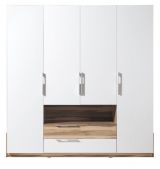 Armoire à portes battantes / armoire "Andenne" 02, blanc / noyer - Dimensions : 215 x 210 x 60 cm (H x L x P)