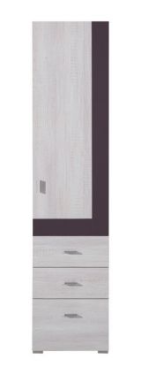 Chambre d'adolescents - Armoire "Emilian" 04, pin blanchi / gris foncé - Dimensions : 195 x 45 x 40 cm (H x L x P)
