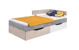 lit d'enfant / lit de jeune Lede 15, couleur : gris / chêne / blanc - surface de couchage : 90 x 200 cm