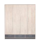 Armoire à portes battantes / armoire Beerzel 01, couleur : chêne / gris - Dimensions : 230 x 204 x 60 cm (H x L x P)