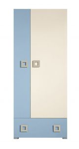 Armoire à portes battantes de la chambre des jeunes / armoire Namur 01, couleur : bleu / beige - Dimensions : 197 x 80 x 52 cm (h x l x p)