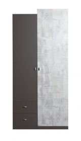 Armoire à portes battantes de la chambre des jeunes / armoire Ohey 03, couleur : gris foncé / gris clair - Dimensions : 195 x 90 x 50 cm (H x L x P)