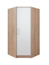 Armoire à portes battantes / armoire d'angle Hannut 09, couleur : blanc / chêne - Dimensions : 190 x 95 x 95 cm (H x L x P)
