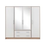 Armoire à portes battantes / armoire Hannut 11, couleur : blanc / chêne - Dimensions : 190 x 200 x 56 cm (H x L x P)