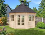 Cabane grill-sauna Eisenhut 08 - Dimensions : 370 x 399 x 340 (L x P x H), Surface au sol : 12 m², Toit en toile 