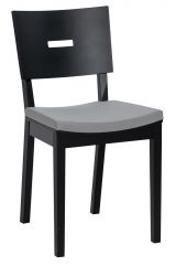 Chaise rembourrée, chêne massif, couleur : noir - Dimensions : 86 x 43 x 50 cm (H x L x P)