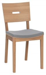 Chaise rembourrée, chêne massif, couleur : chêne - Dimensions : 86 x 43 x 50 cm (H x L x P)