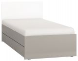 Lit simple, couleur : gris / blanc - Surface de couchage : 90 x 200 cm (l x L)