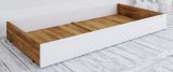 Tiroir pour lit Timaru, chêne sauvage huilé / blanc, massif partiel - Dimensions : 15 x 65 x 150 cm (H x l x L)