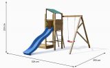 Tour de jeux / Parc de jeux Tomi avec balançoire simple, bac à sable et toboggan ondulé FSC®.
