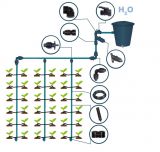 Système d'irrigation pour jusqu'à 60 plantes individuelles, eau du réservoir