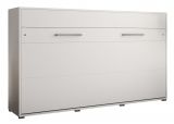 Lit armoire Namsan 02 horizontal, Couleur : Blanc mat / Blanc brillant - Surface de couchage : 120 x 200 cm (l x L)
