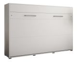 Lit armoire Namsan 03 horizontal, Couleur : Blanc mat / Blanc brillant - Couchage : 140 x 200 cm (l x L)